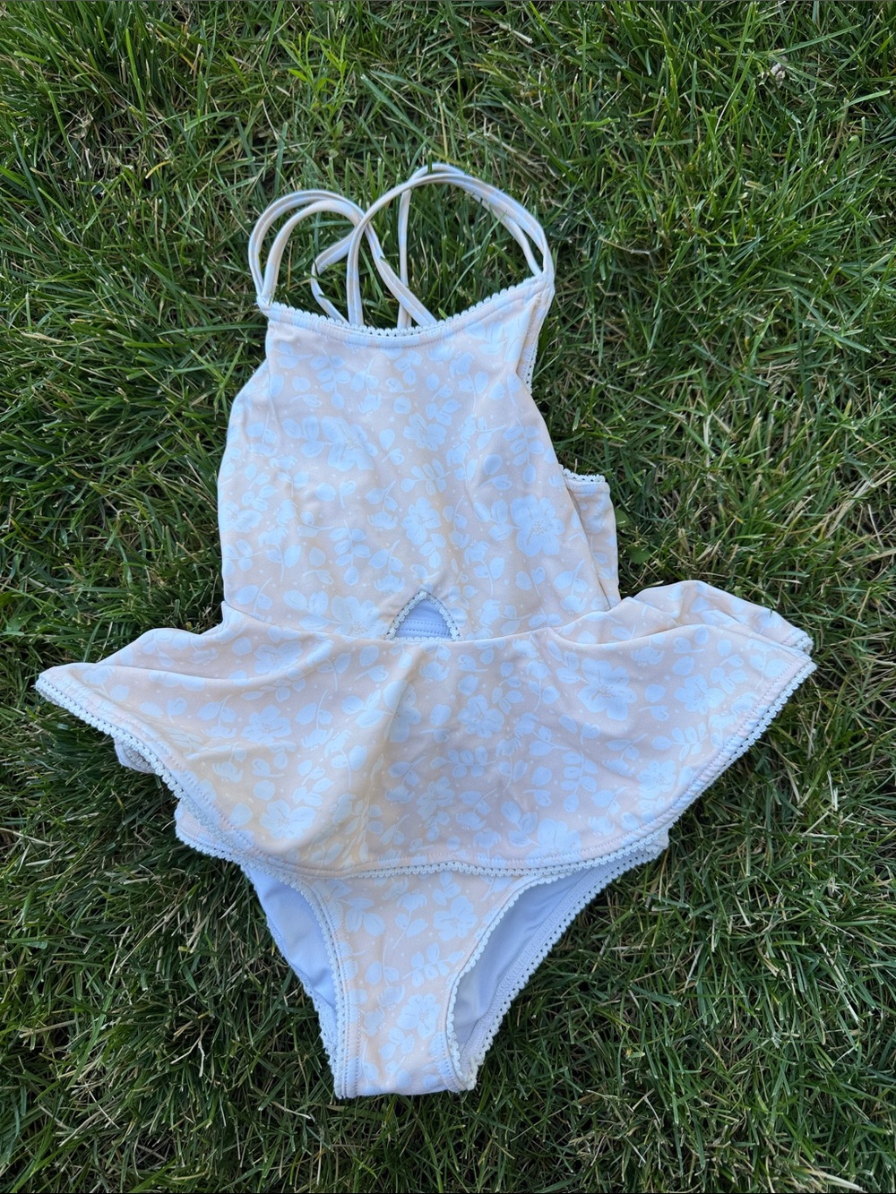 SweetHoney Light yellow floral Ruffle One-Piece Swimsuit